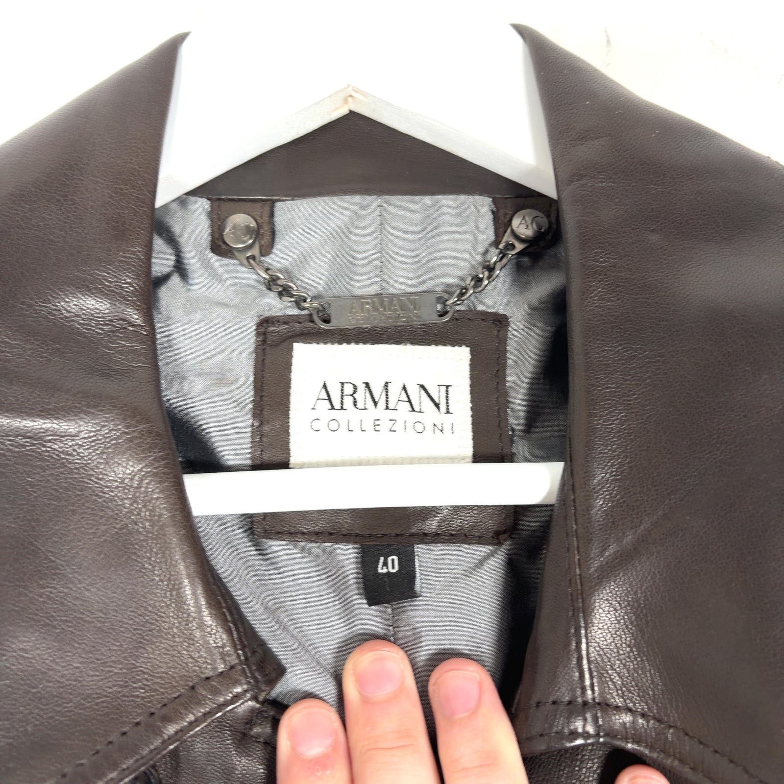 Armani Collezioni Water Repellent Lambskin Leather Trench Coat