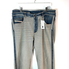 Diesel Inside-Out Double-Waisted Denim Jeans