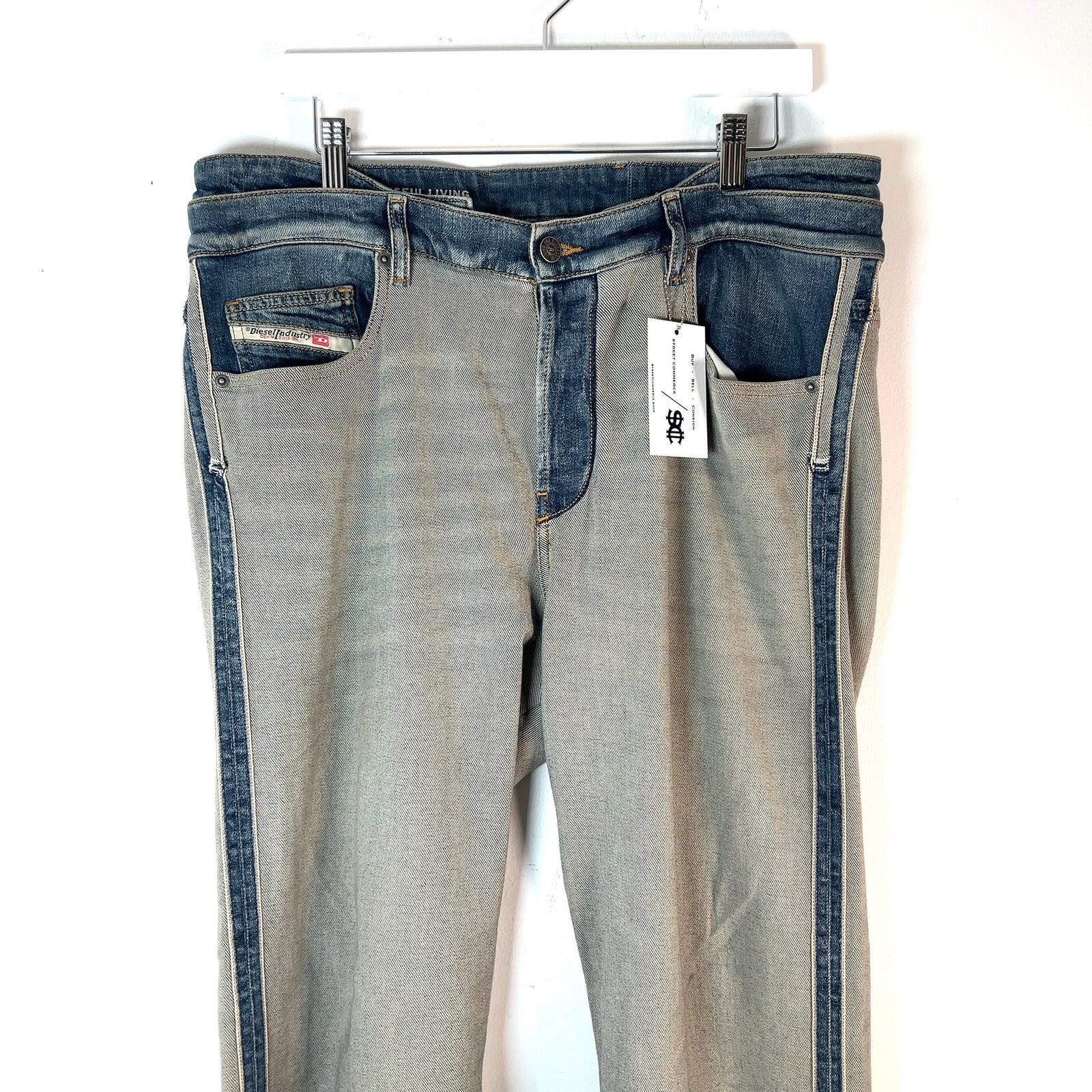 Diesel Inside-Out Double-Waisted Denim Jeans