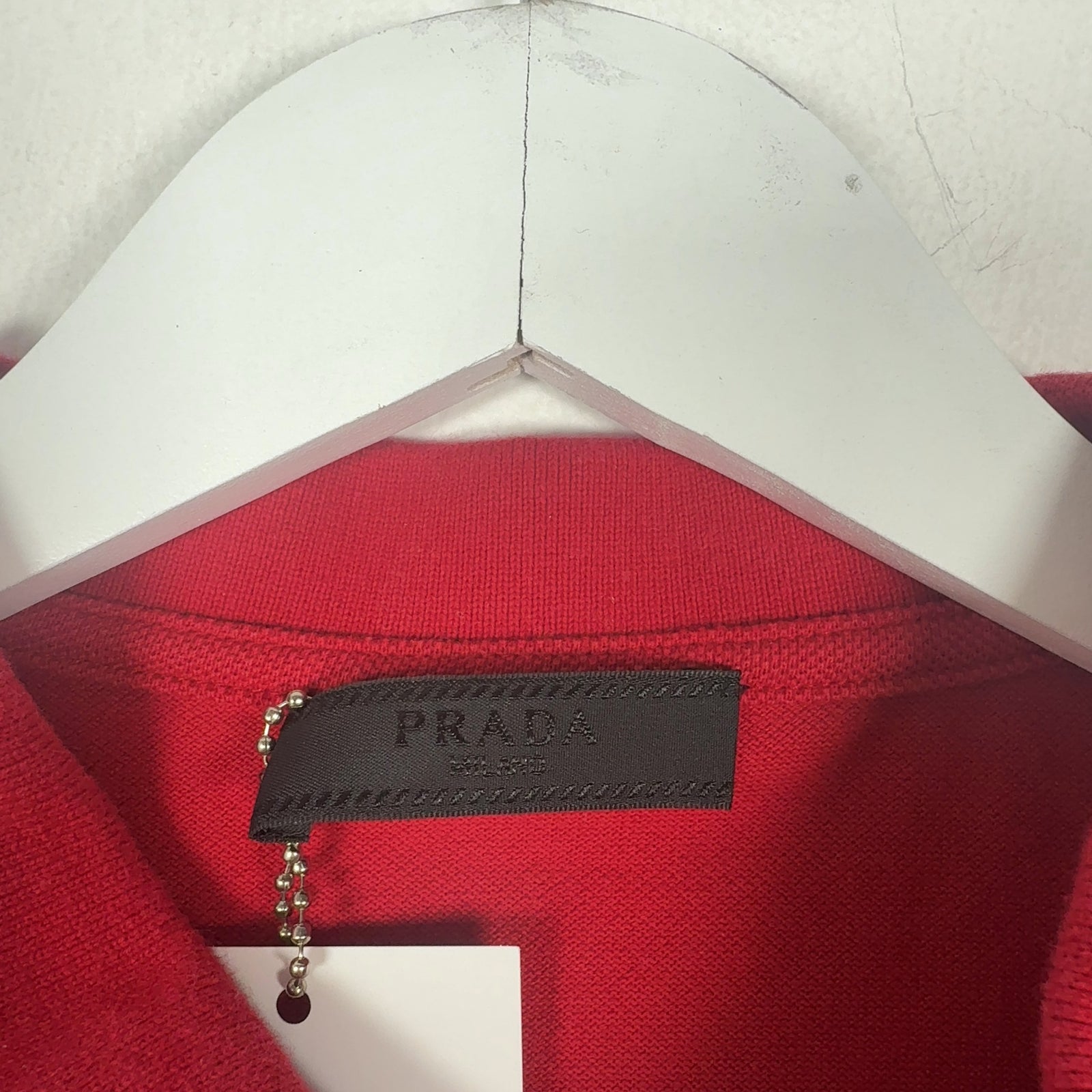 Prada Sport Logo Red Polo Size L