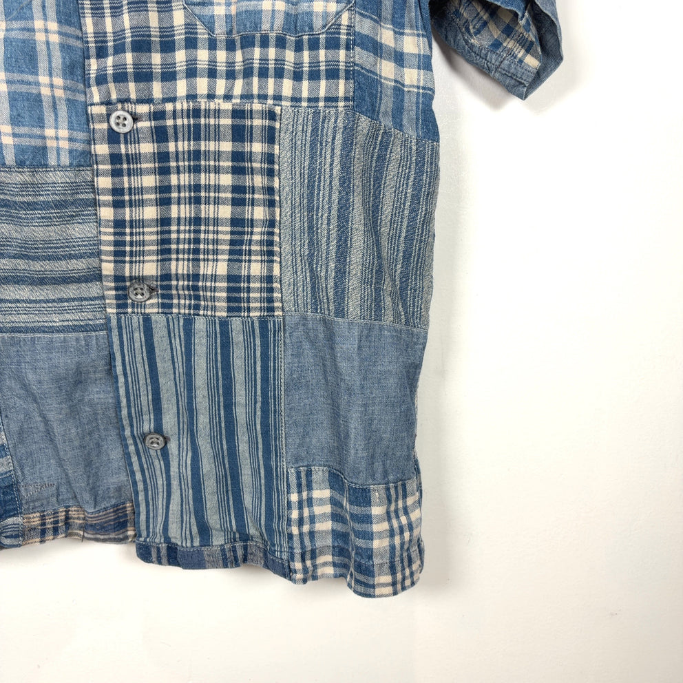 RRL Indigo Patchwork Camp Shirt