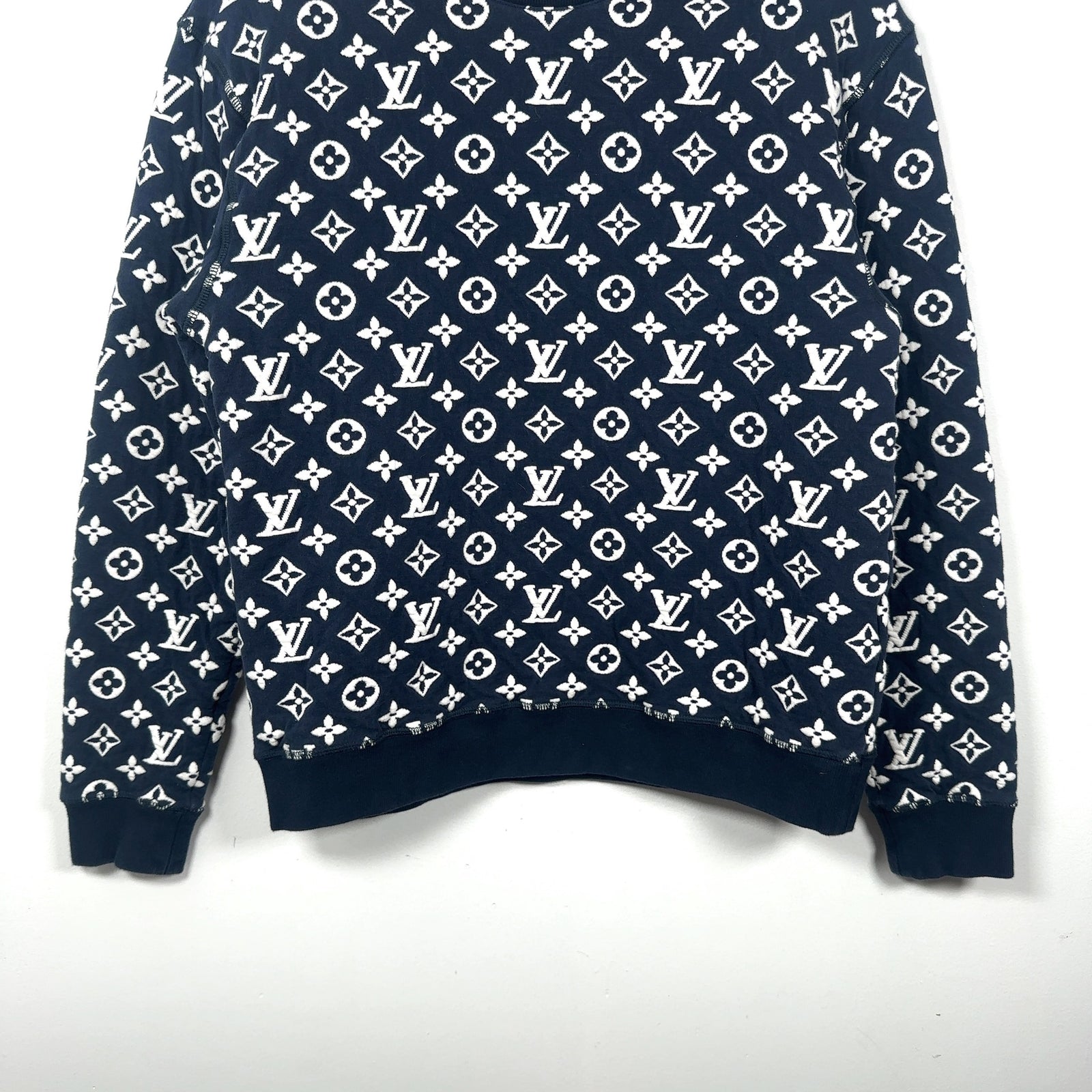 Louis Vuitton Blue Woven Monogram Crewneck