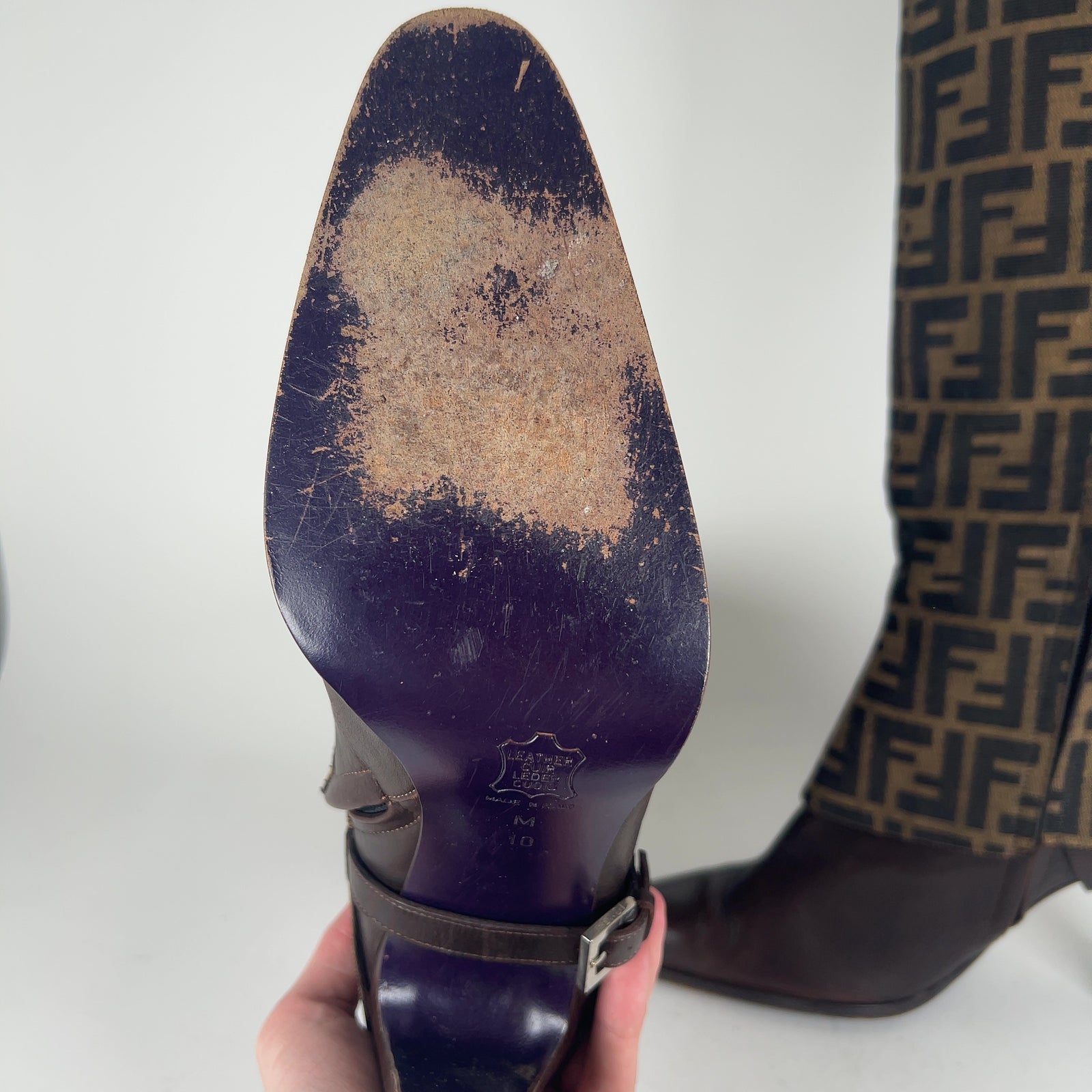 Fendi Logo Monogram Canvas Boots