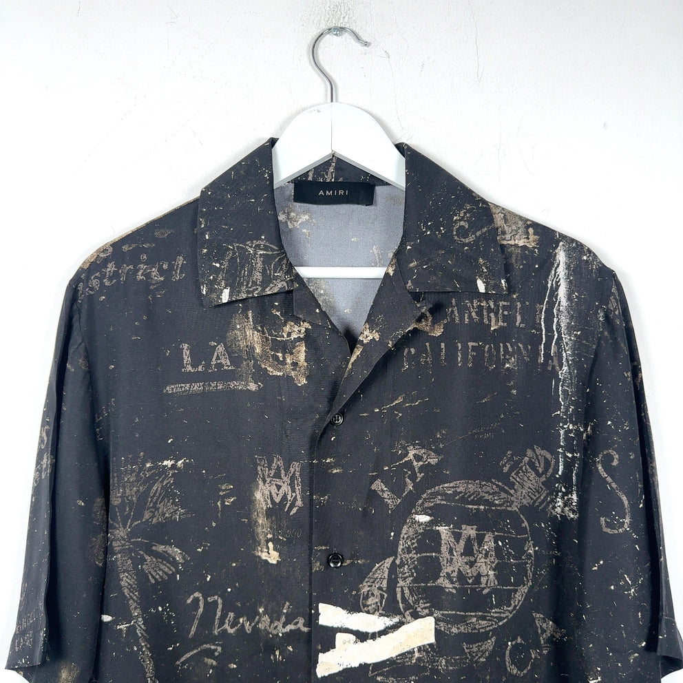 Amiri Army Stencil Silk Button-Up Shirt