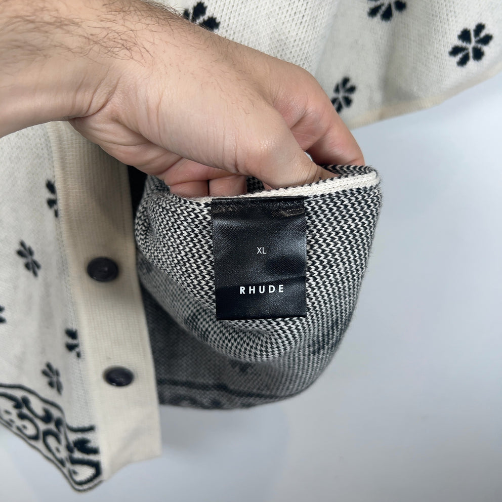 Rhude Floral Motif Knit Button Up Shirt