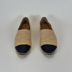 Chanel Leather Logo Espadrilles Flats