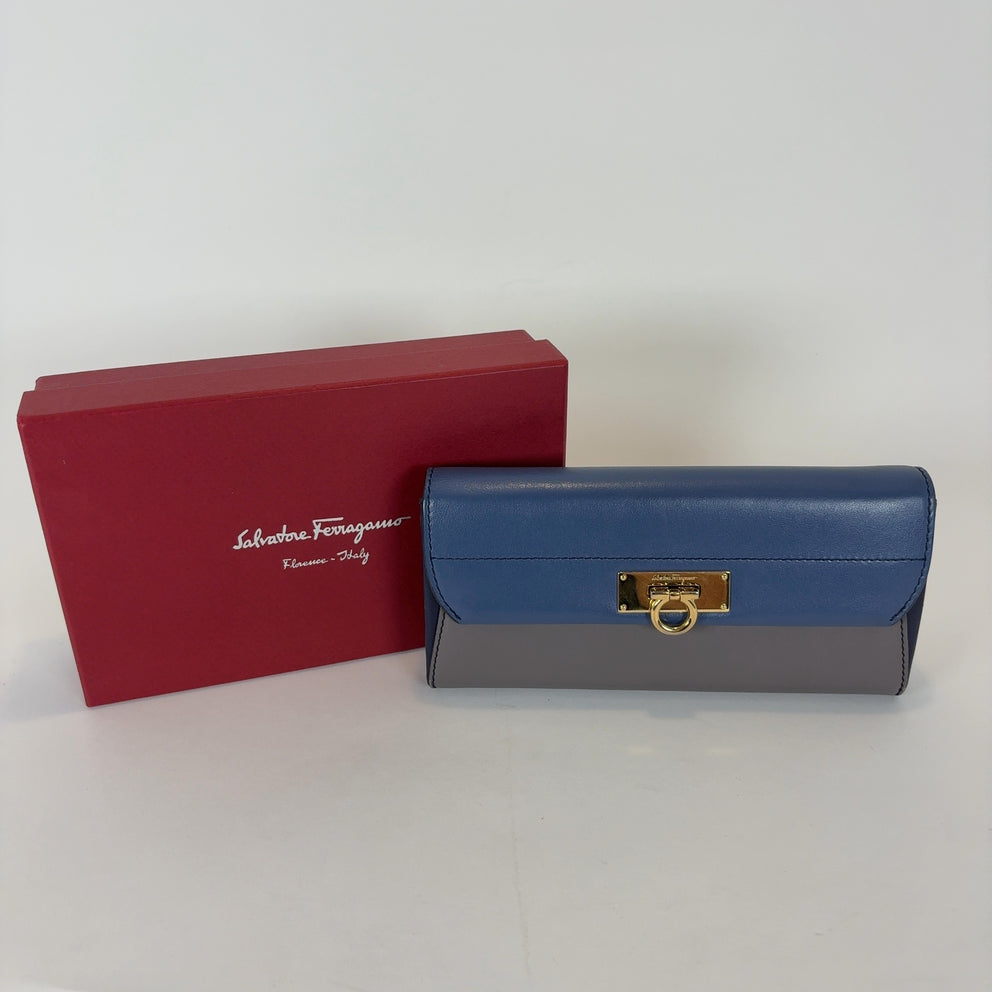 Salvatore Ferragamo Two Tone Long Wallets
