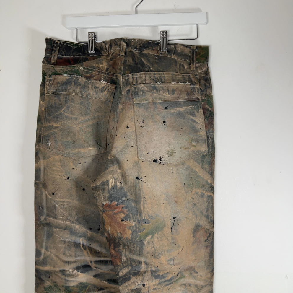 Satoshi Nakamoto Enduro Padded Distressed Canvas Camo Pants