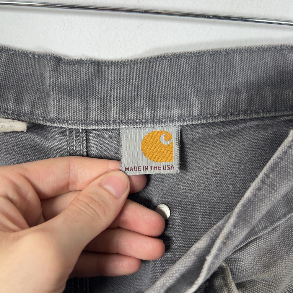 Carhartt Faded Grey Distressed 'Double Knee' Carpenter Pants