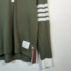 Thom Browne 4-Bar Button-Up Long-Sleeve Polo