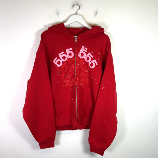 Sp5der Angel Number Zip-Up Hoodie
