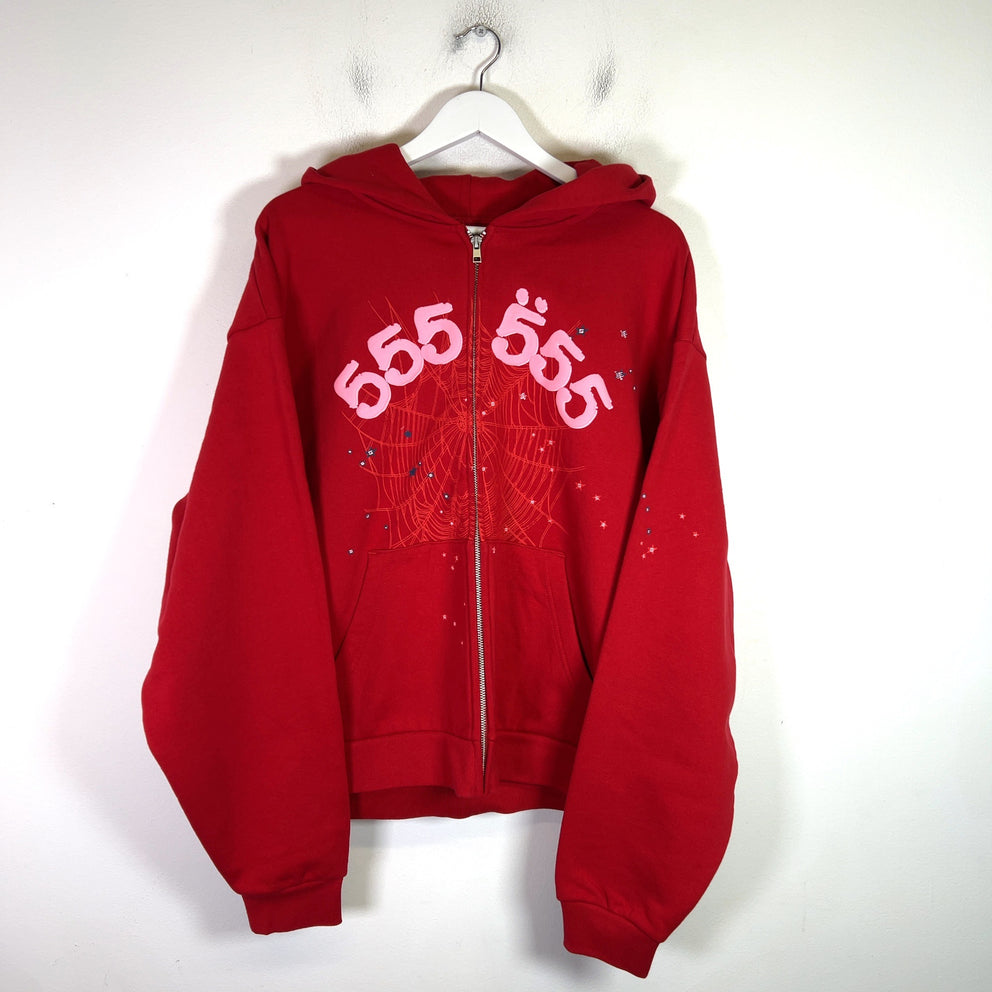 Sp5der Angel Number Zip-Up Hoodie