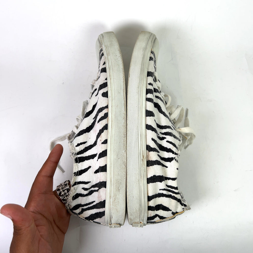 Saint Laurent Paris Bedford Zebra Distressed Sneakers