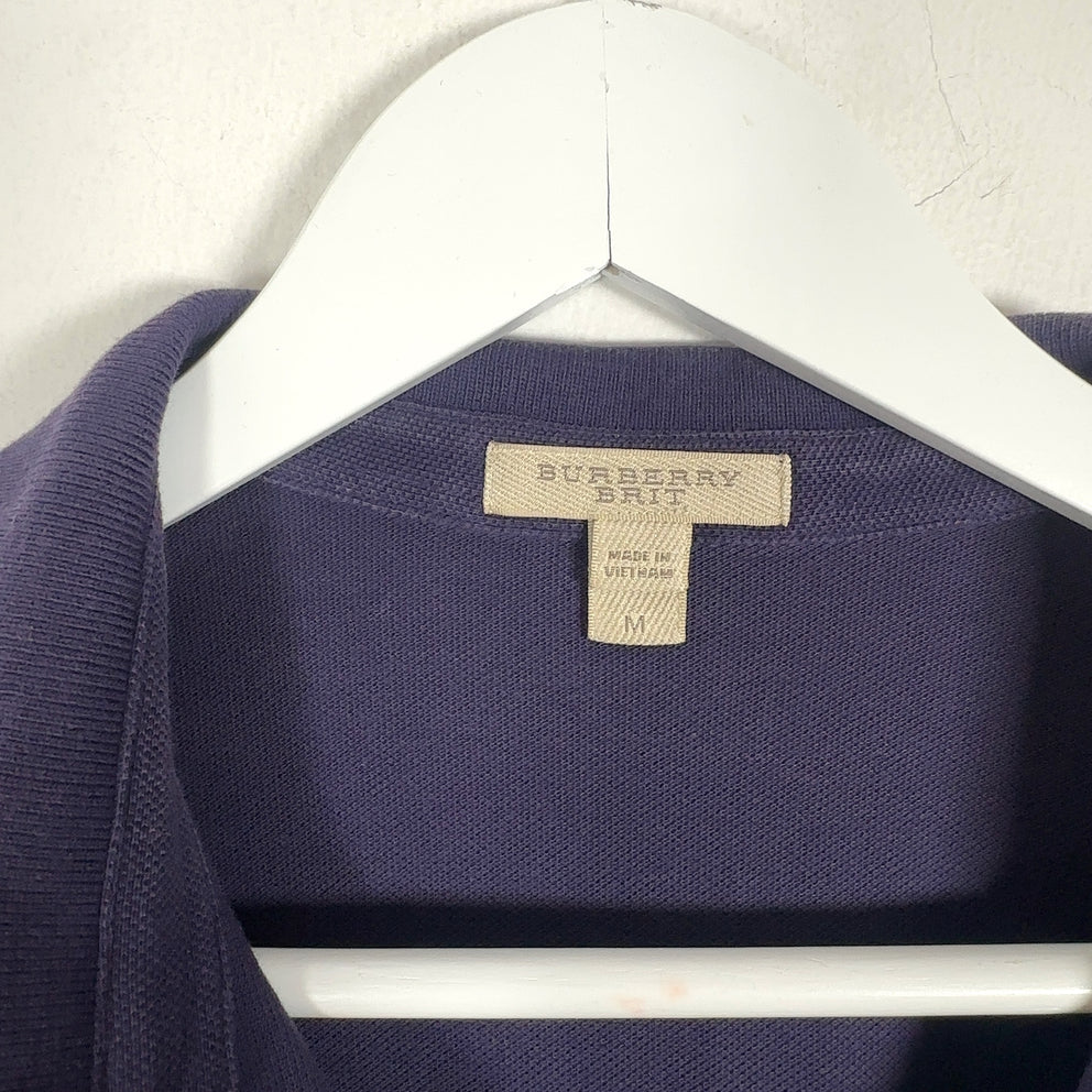 Burberry 1/4 Button Purple Polo