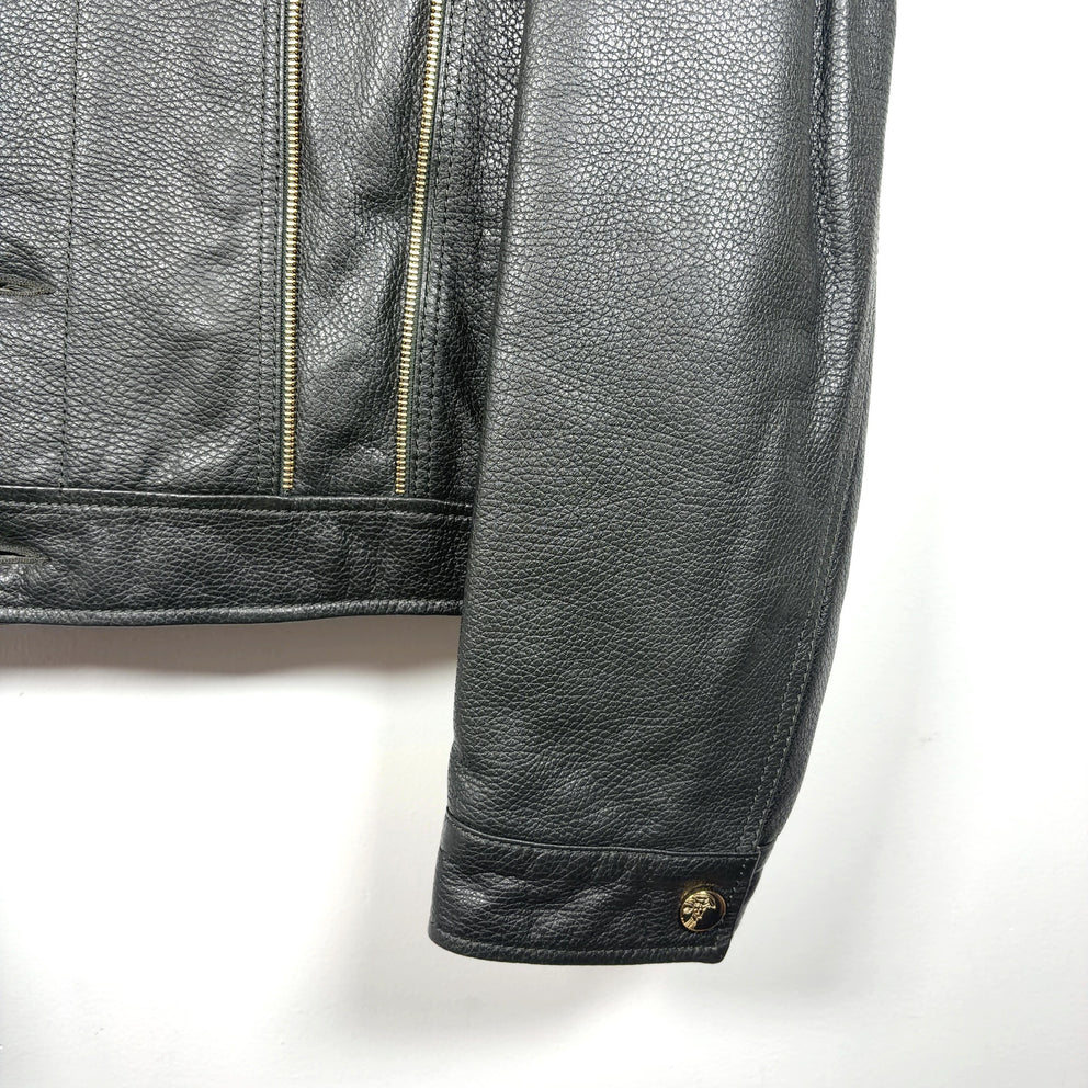 Versace Deer & Rabbit Fur Zipper Leather Jacket