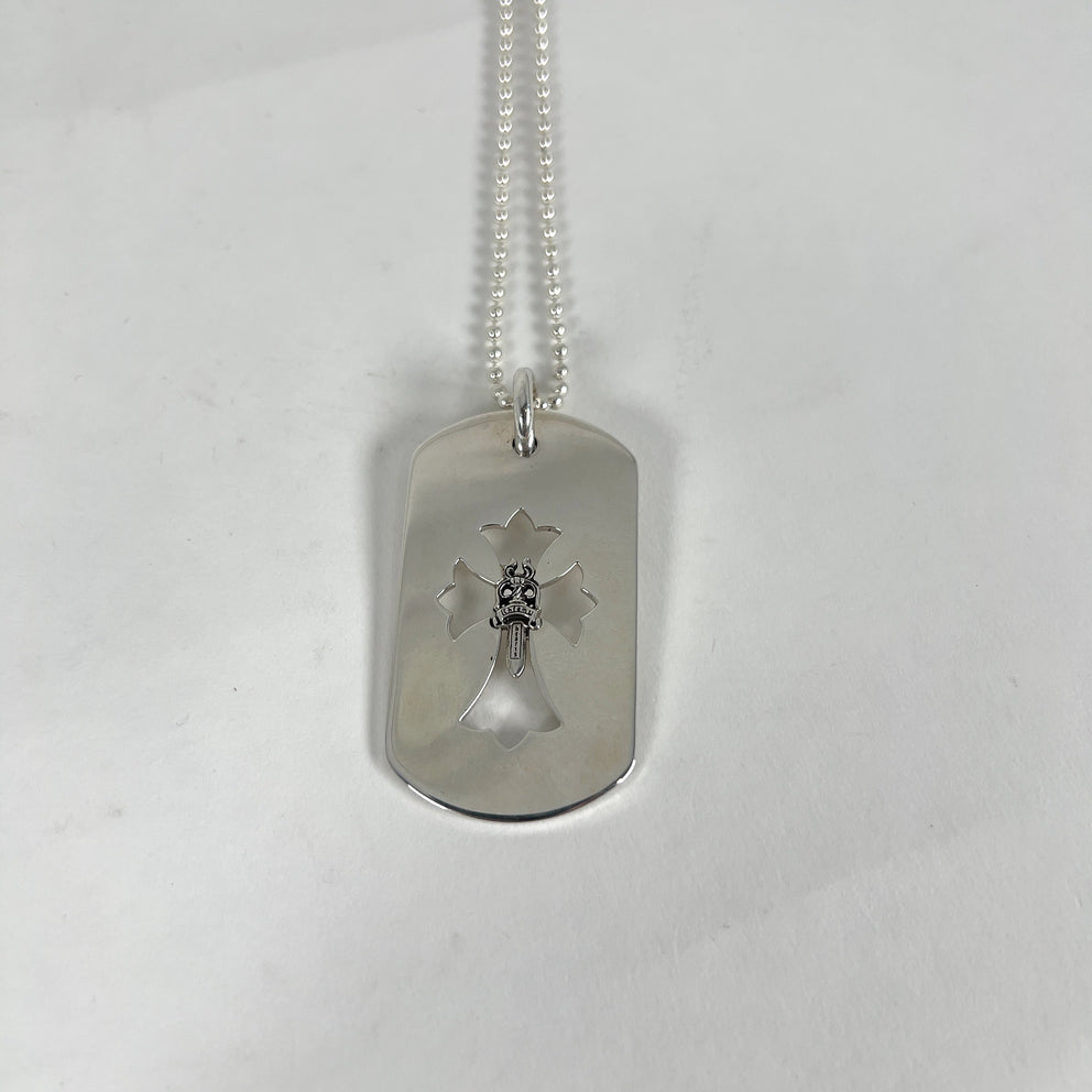 Chrome Hearts Dagger Cross Dog-Tag Necklace