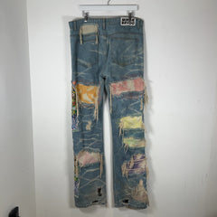 Who Decides War Distressed Stained Glass Window Pane Jeans