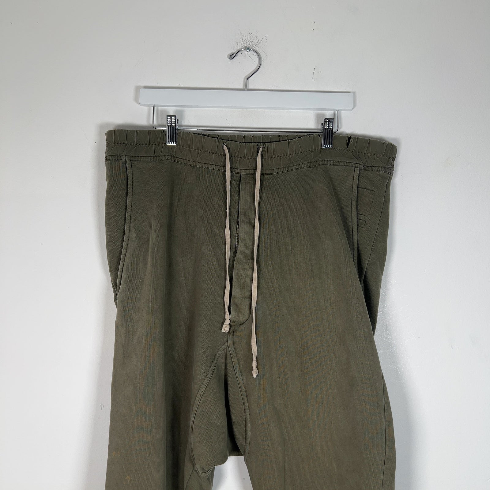 Rick Owens Army Green Felpa Drop Crotch Sweatpants