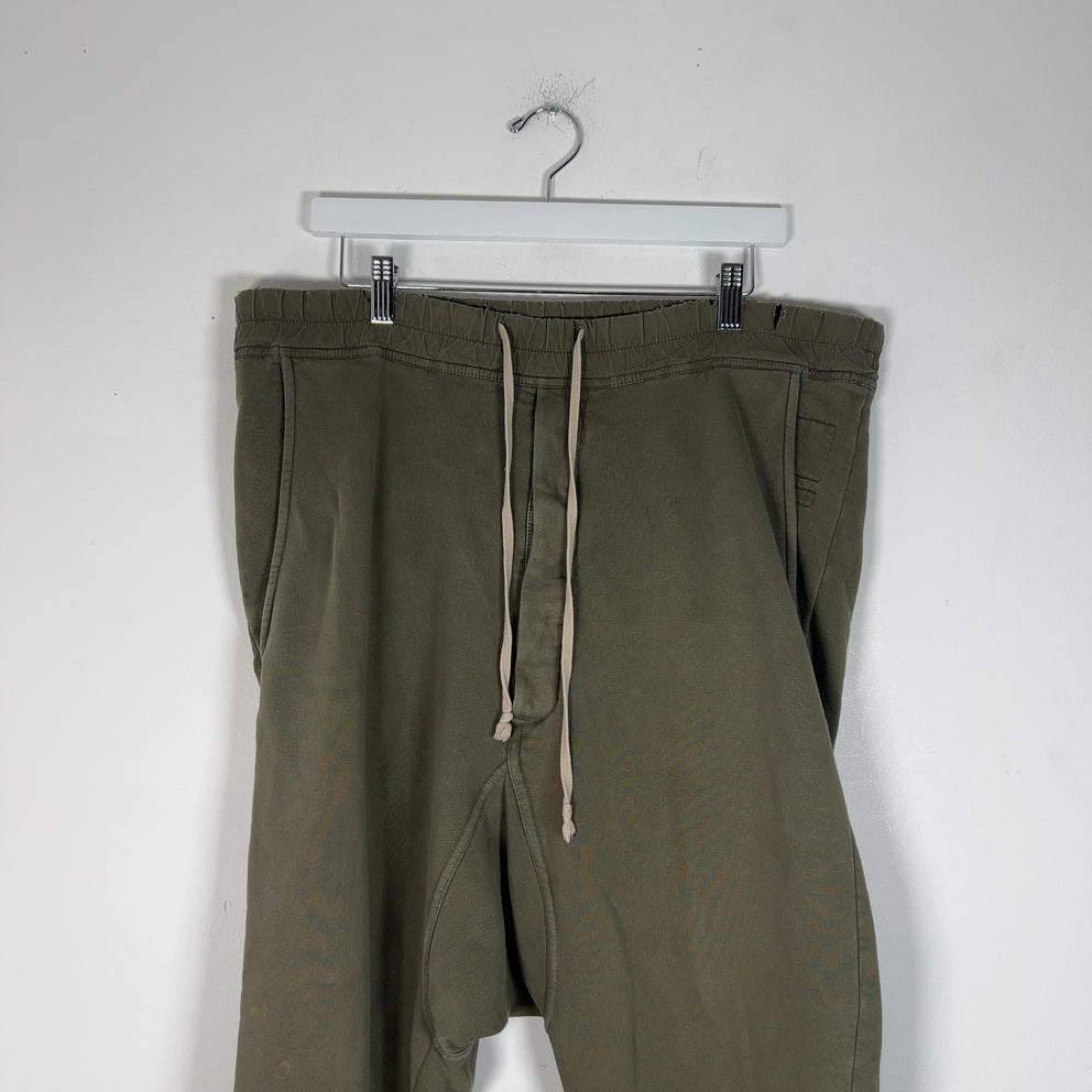 Rick Owens Army Green Felpa Drop Crotch Sweatpants