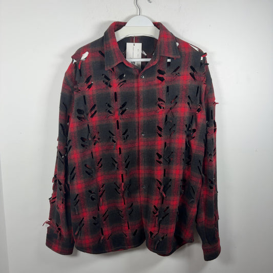 Juntae Kim Cutout Flannel Button Up Shirt