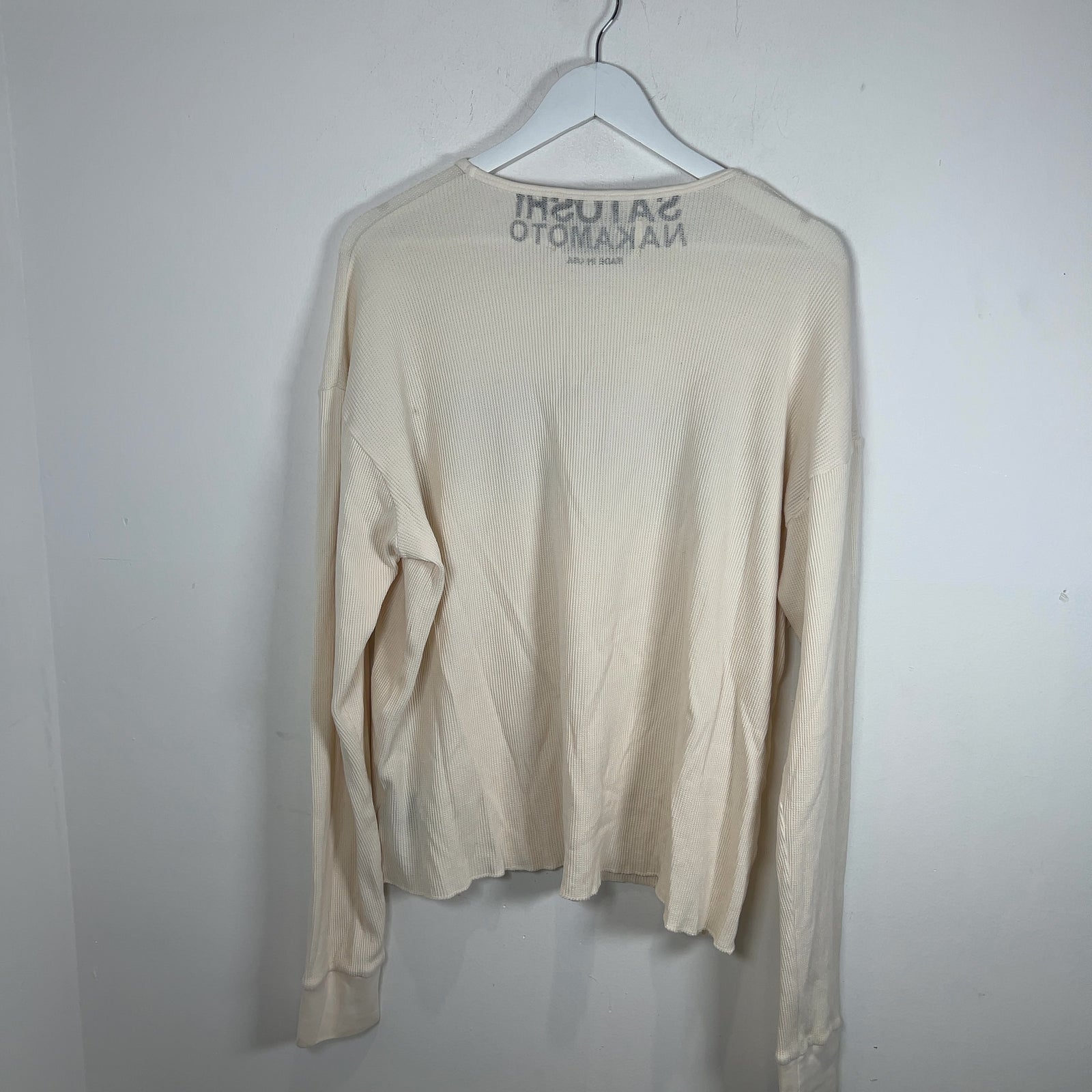 Satoshi Nakamoto Spell Out Logo White Thermal Longsleeve