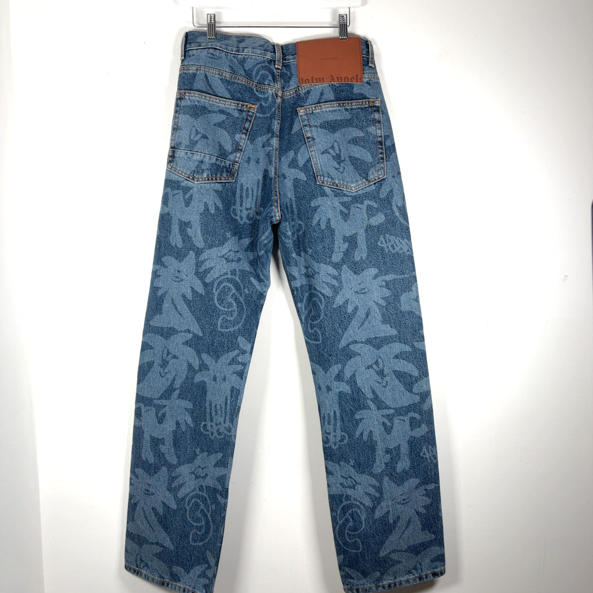 Palm Angels Lasered Palm Graphic Denim Jeans