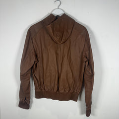 Ralph Lauren Purple Label Brown Leather Hooded Jacket Size S