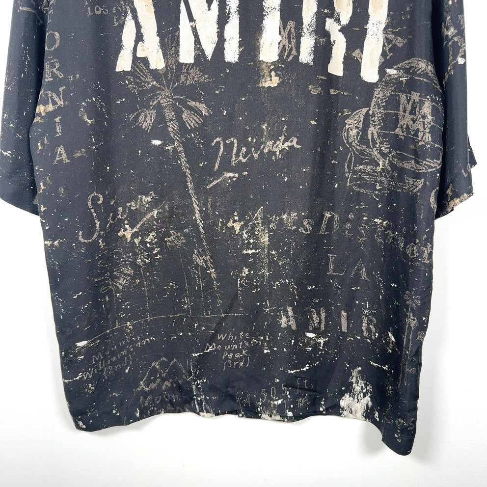 Amiri Army Stencil Silk Button-Up Shirt