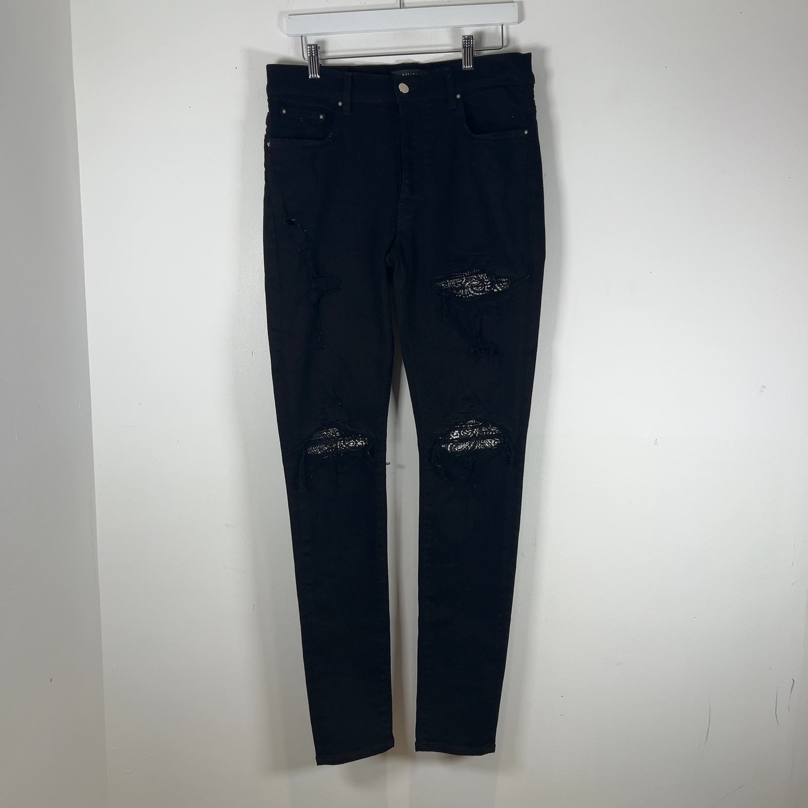 Amiri MX1 White/Black Bandana Jeans
