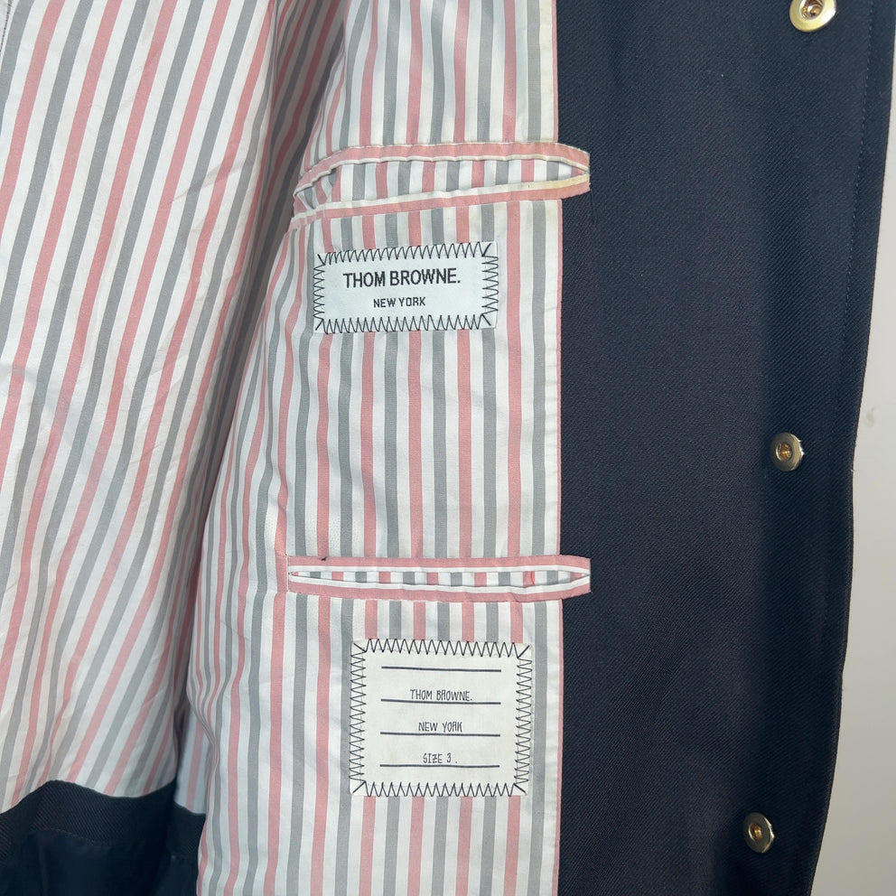 Thom Browne Navy Down Bomber Puffer Jacket Size 3