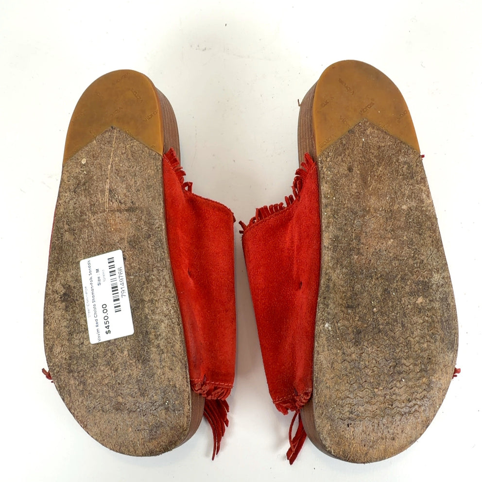 Visvim Red Christo Shaman-Folk Sandals