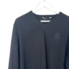 Robert Cavalli Embroidered Logo V-Neck Sweater