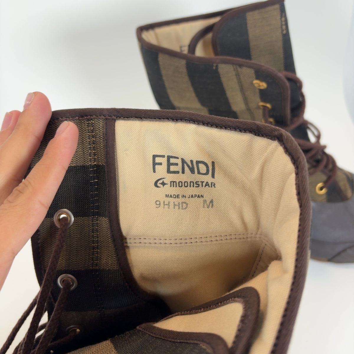 Fendi x Moonstar Pequin Striped Duck Boots