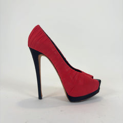 Giuseppe Zanotti Red Runched Silk Platform Pumps