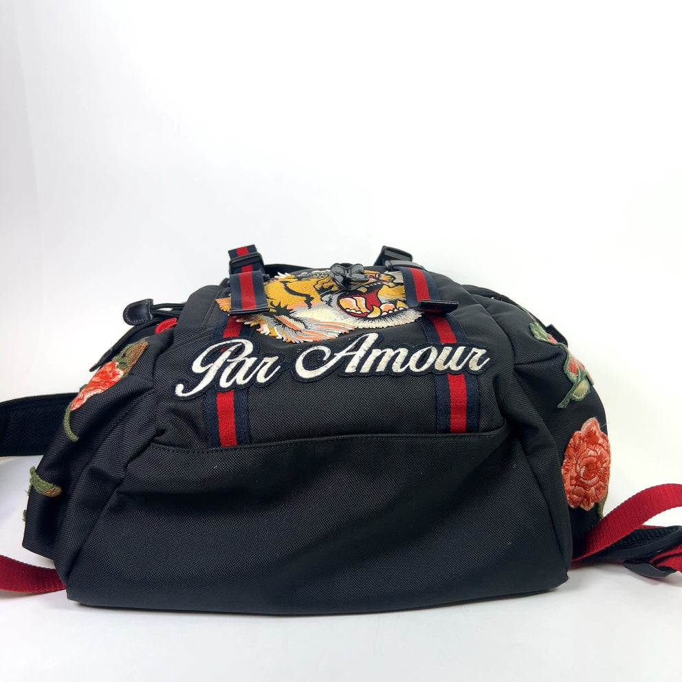 Gucci L'Aveugle Par Amour Techno Canvas Embroidered Backpack