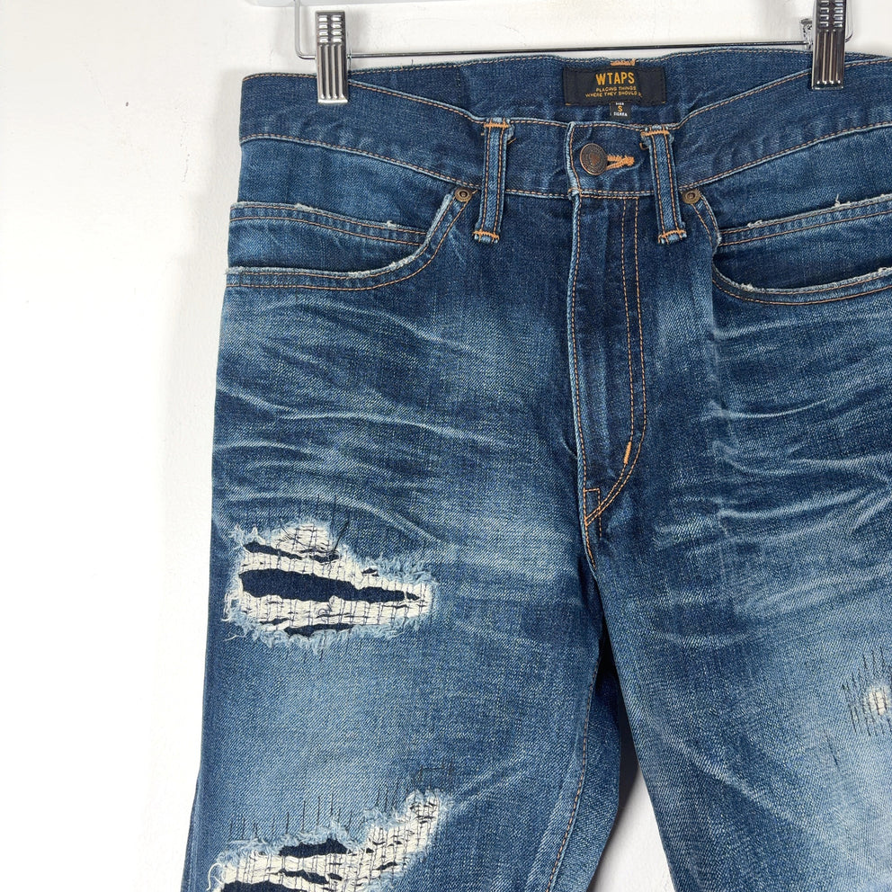 WTAPS High Rise Distressed Jeans