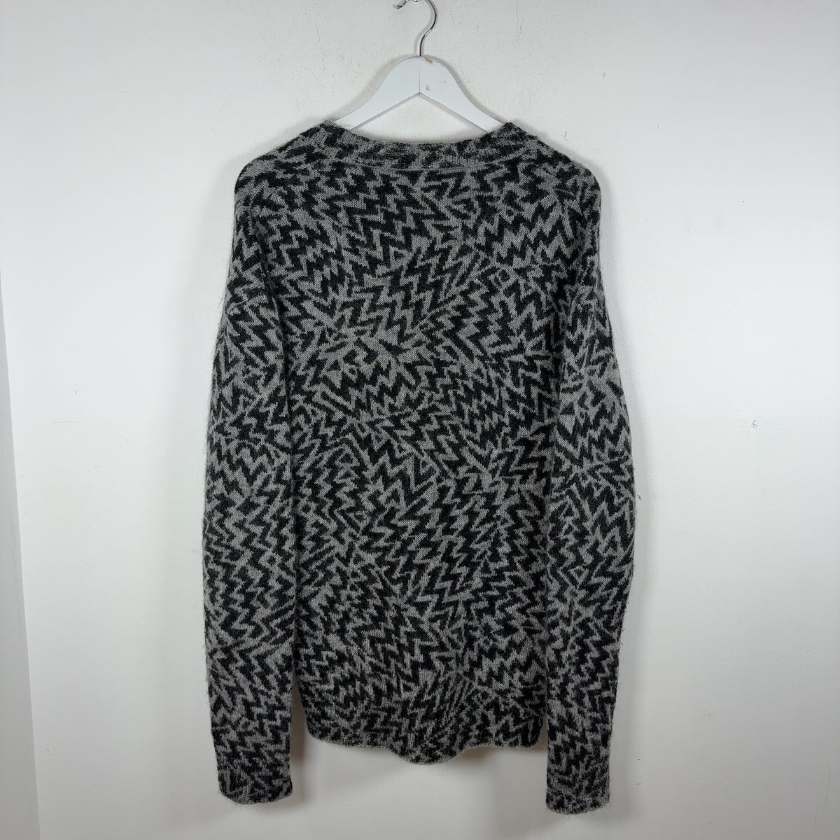Saint Laurent Zig-Zag Print Wool and Mohair Cardigan