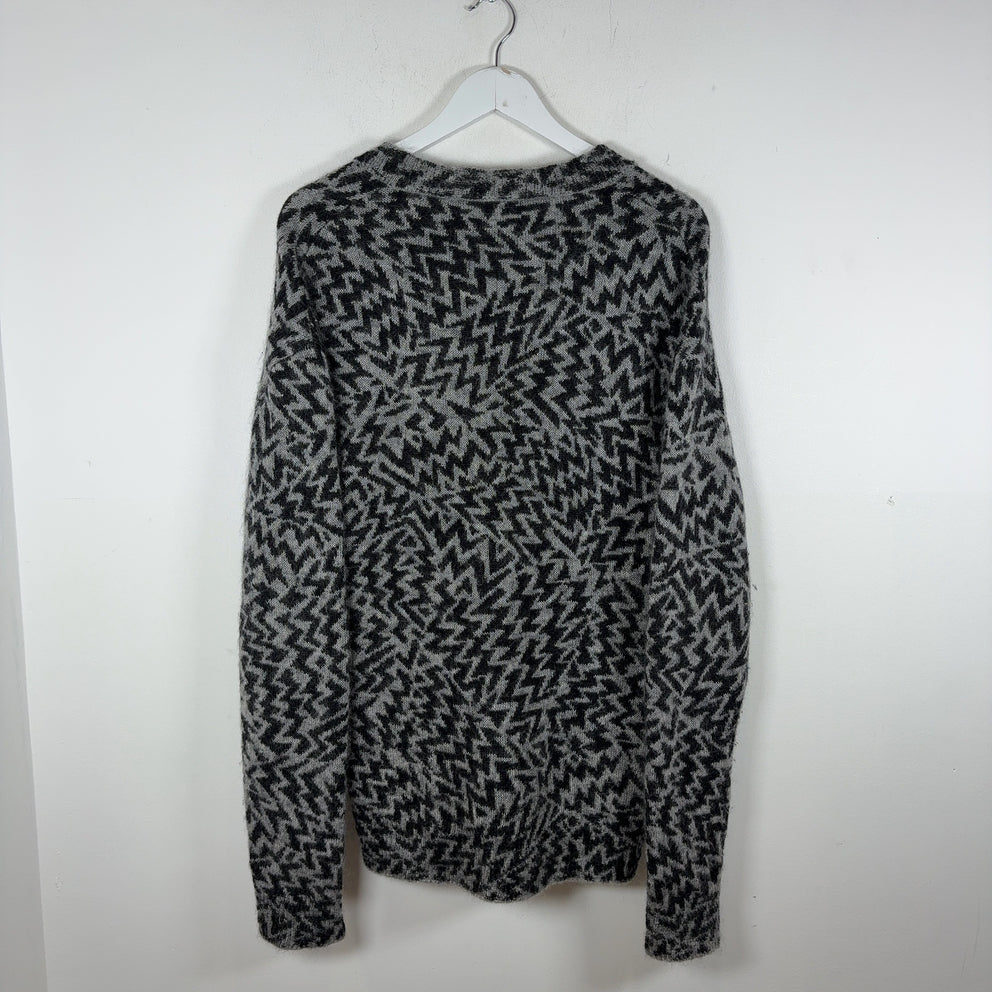 Saint Laurent Zig-Zag Print Wool and Mohair Cardigan
