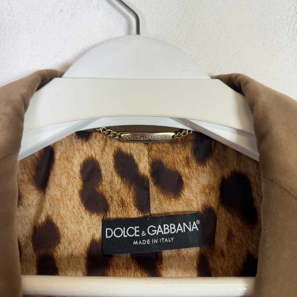 Dolce & Gabbana Vintage Velvet Leopard Lined Blazer