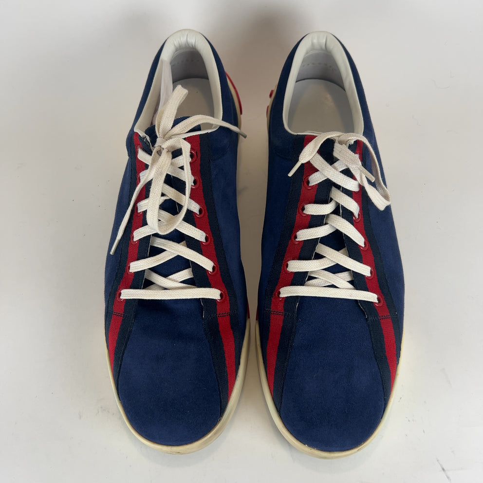 Gucci Boulevard Script Logo Suede Lowtop Sneakers