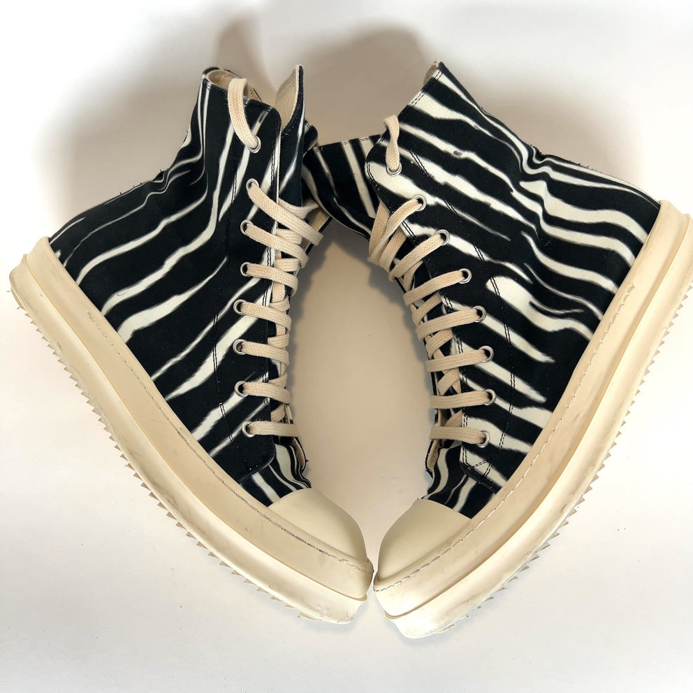Rick Owens DRKSHDW Zebra Ramone Hightop Sneakers