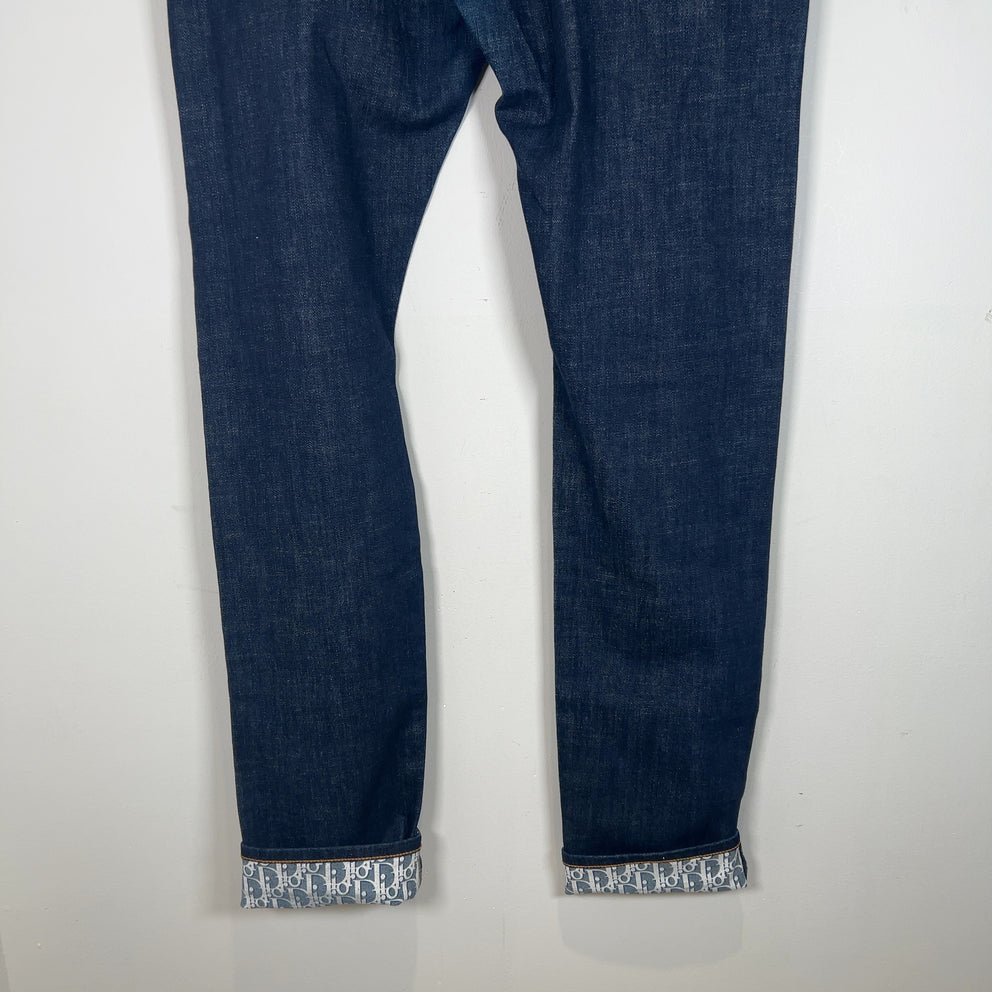 Dior Monogram Hem Raw Denim Jeans