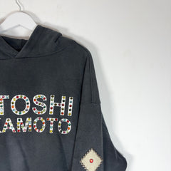 Satoshi Nakamoto Studded Logo Leather Patch Hoodie