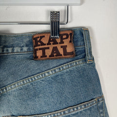 Kapital Lightwash Bone Denim Shorts Size 34