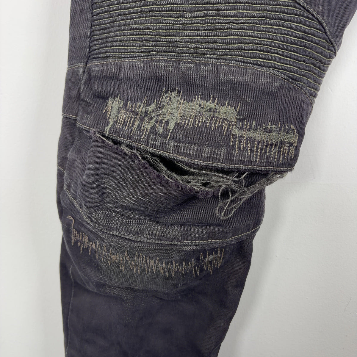 Balmain Distressed Repair Biker Jeans