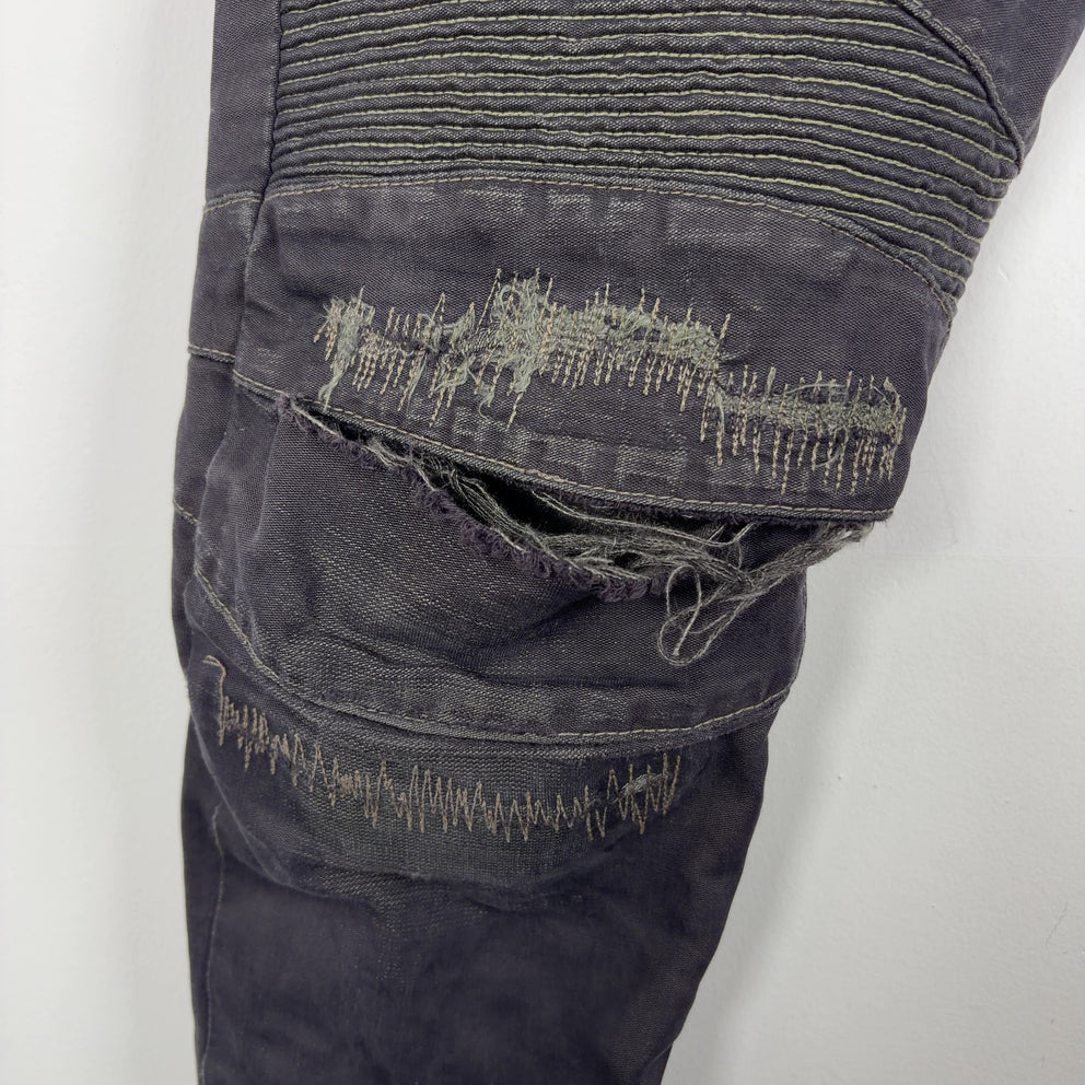 Balmain Distressed Repair Biker Jeans