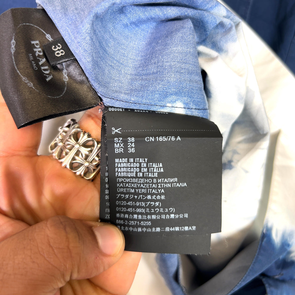 Prada Tye Dye Floral Poplin Camp Shirt