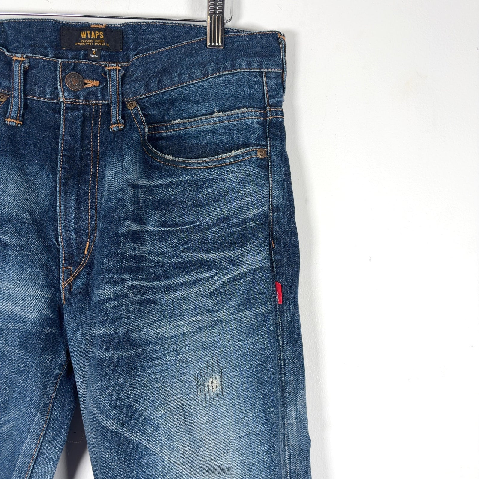WTAPS High Rise Distressed Jeans