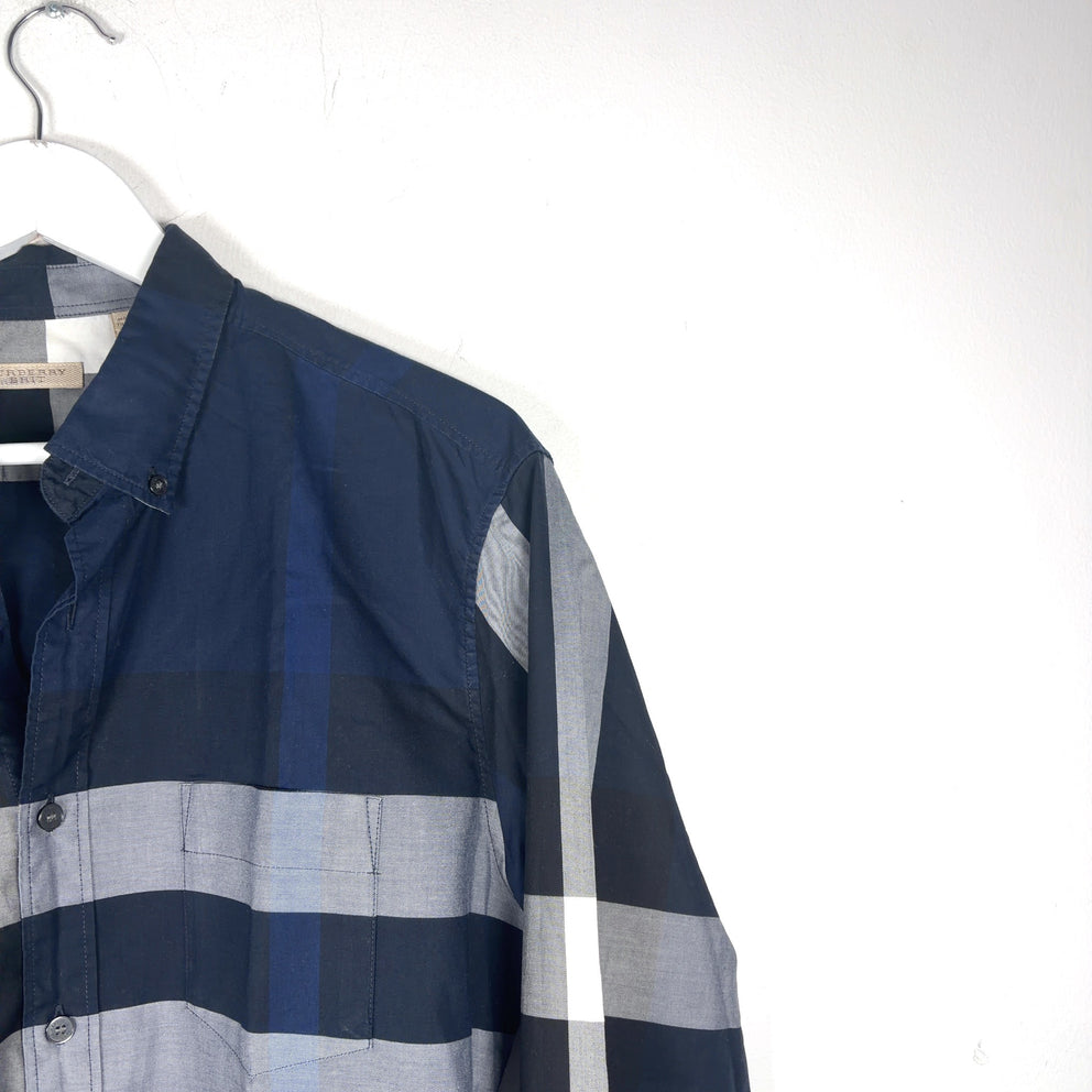 Burberry Half Plaid Button-Up Shirt