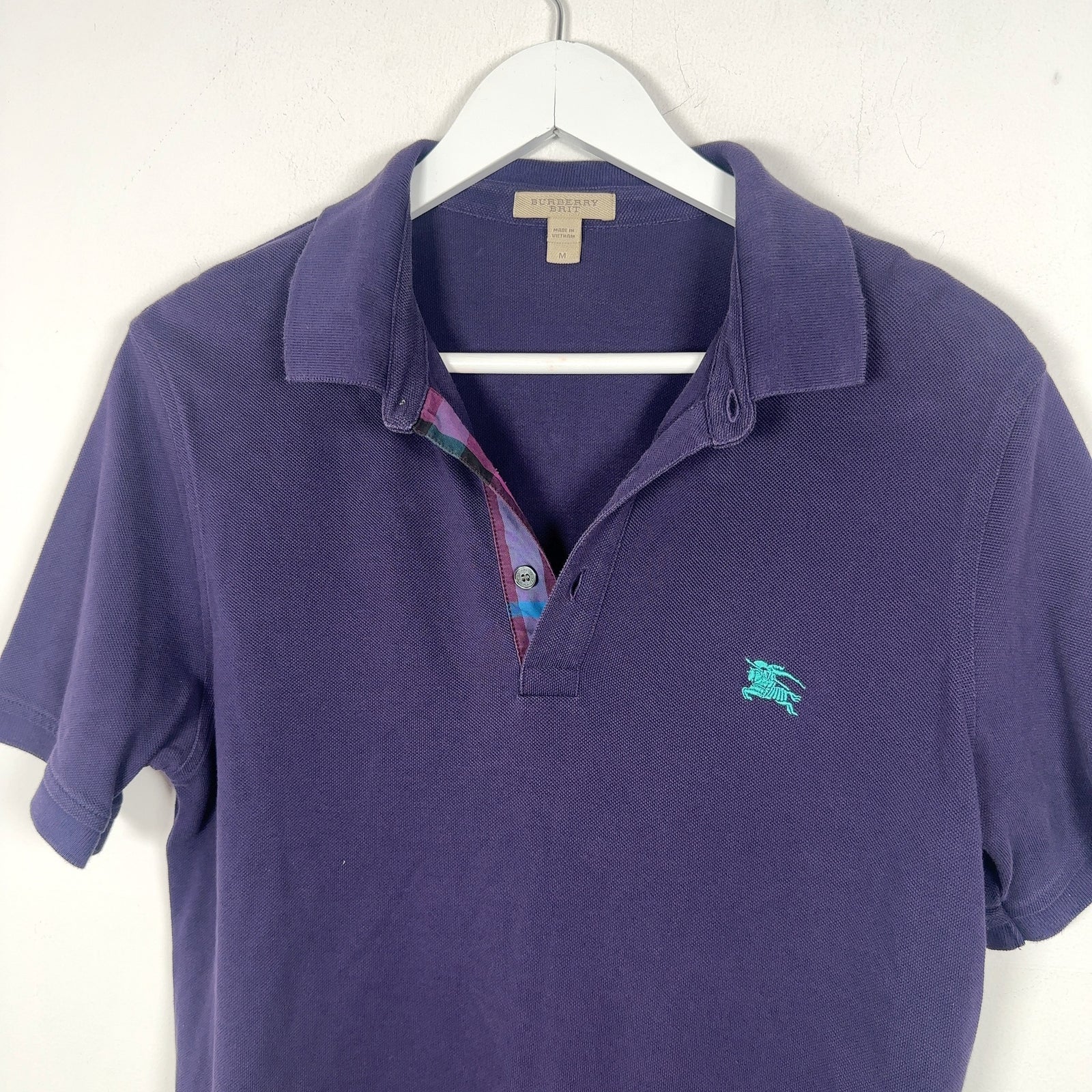 Burberry 1/4 Button Purple Polo